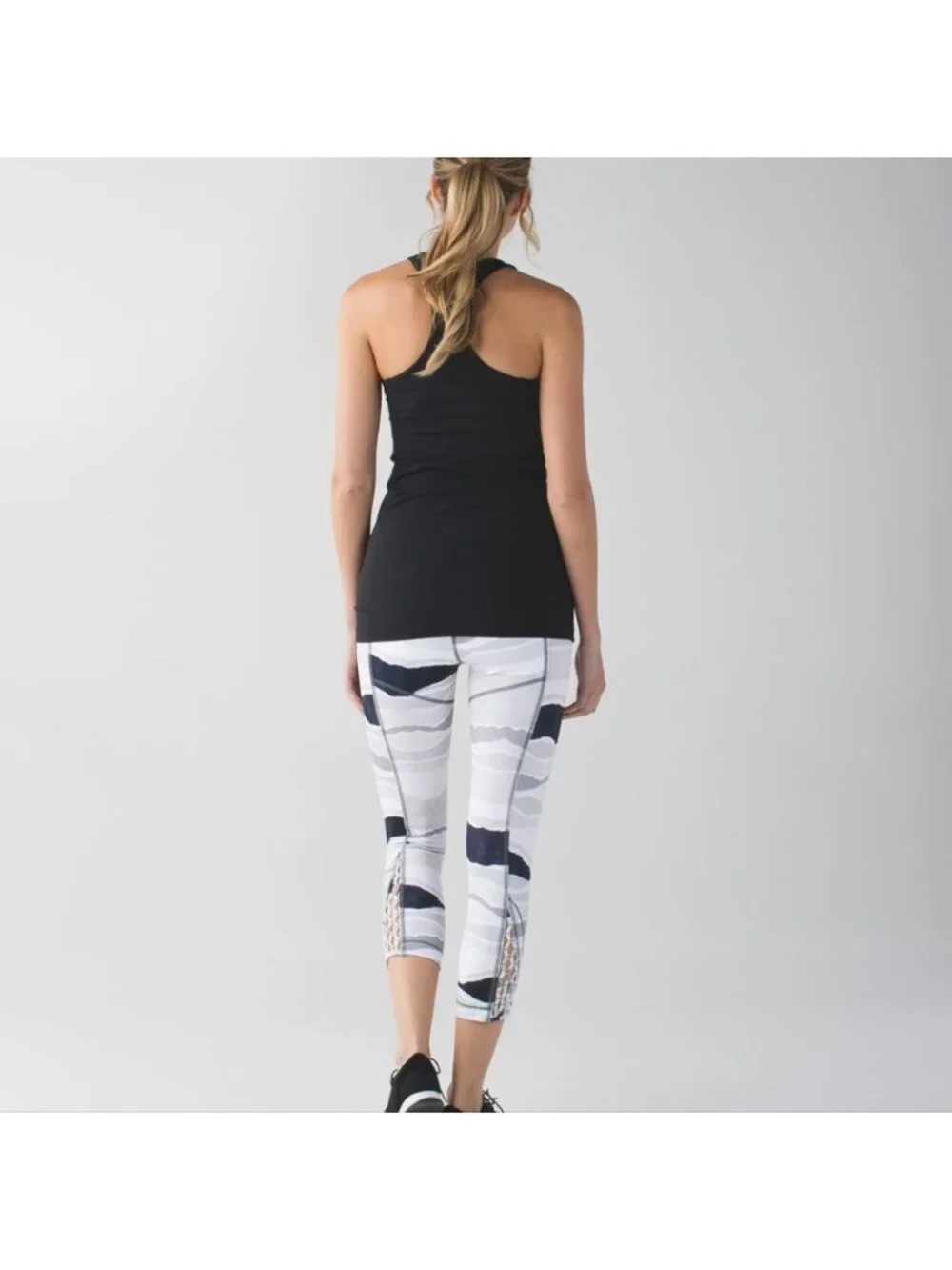 Lululemon True Self Crop Bleacher Stripe White Black